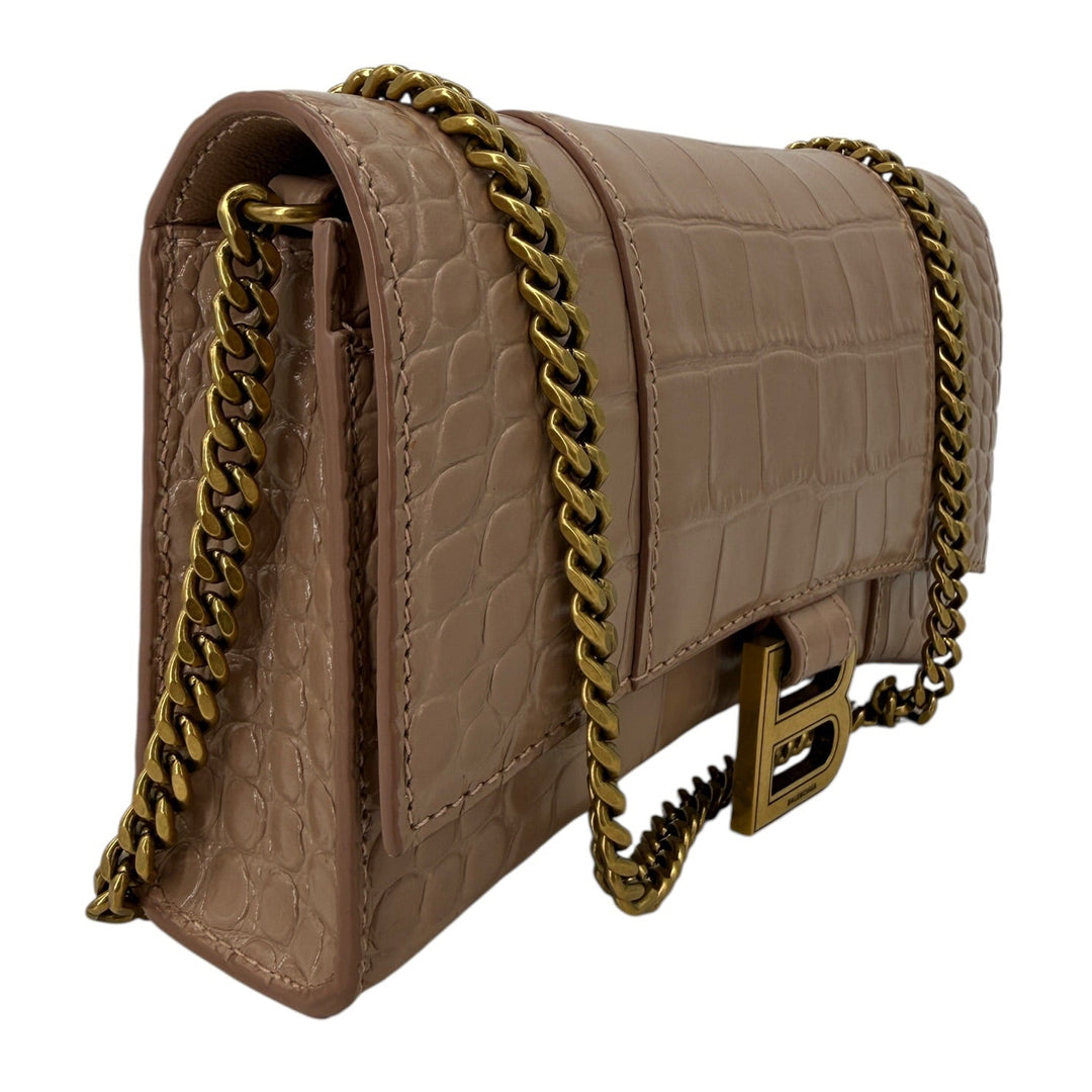 Balenciaga 2023 Embossed Hourglass Wallet on Chain