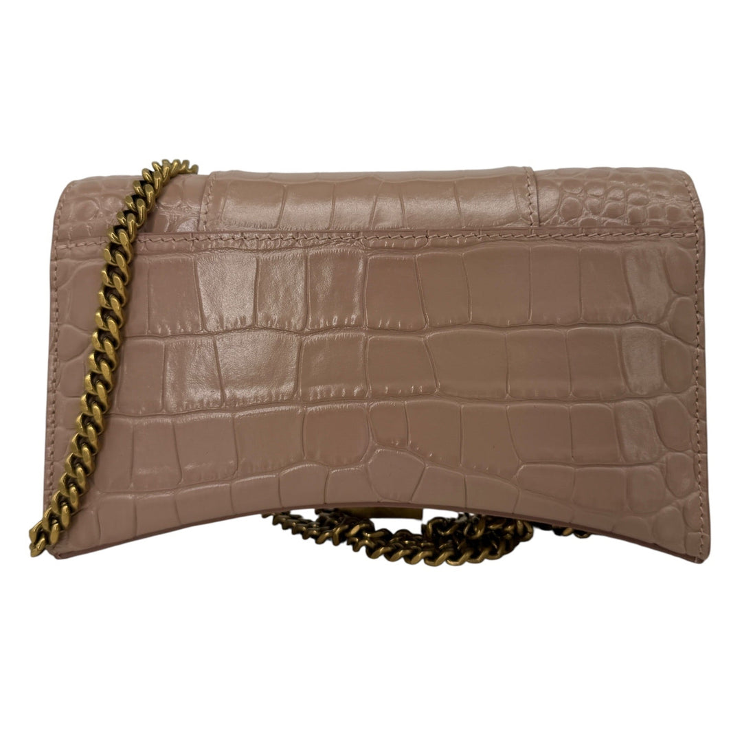 Balenciaga 2023 Embossed Hourglass Wallet on Chain