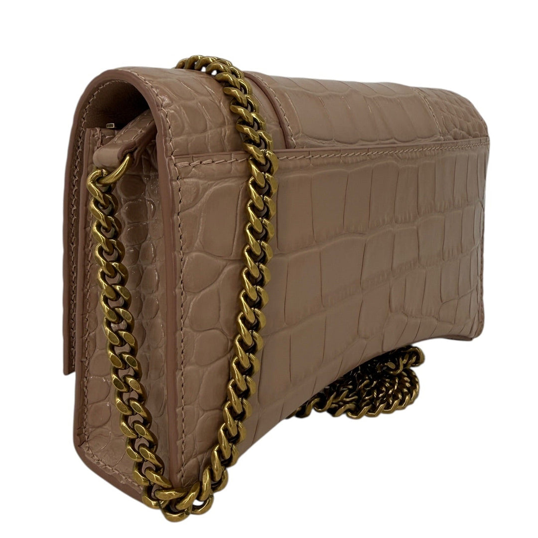 Balenciaga 2023 Embossed Hourglass Wallet on Chain