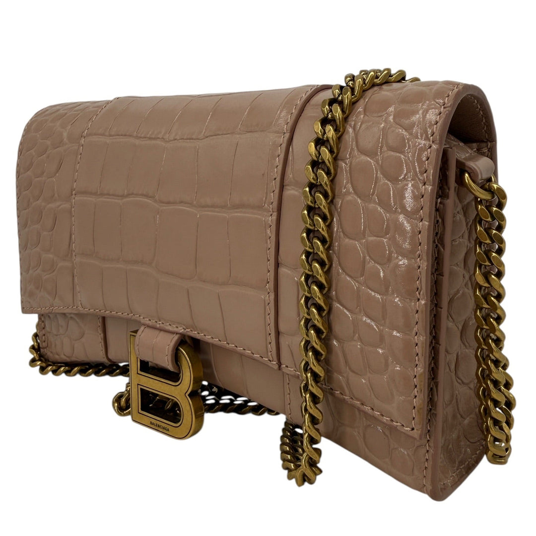 Balenciaga 2023 Embossed Hourglass Wallet on Chain