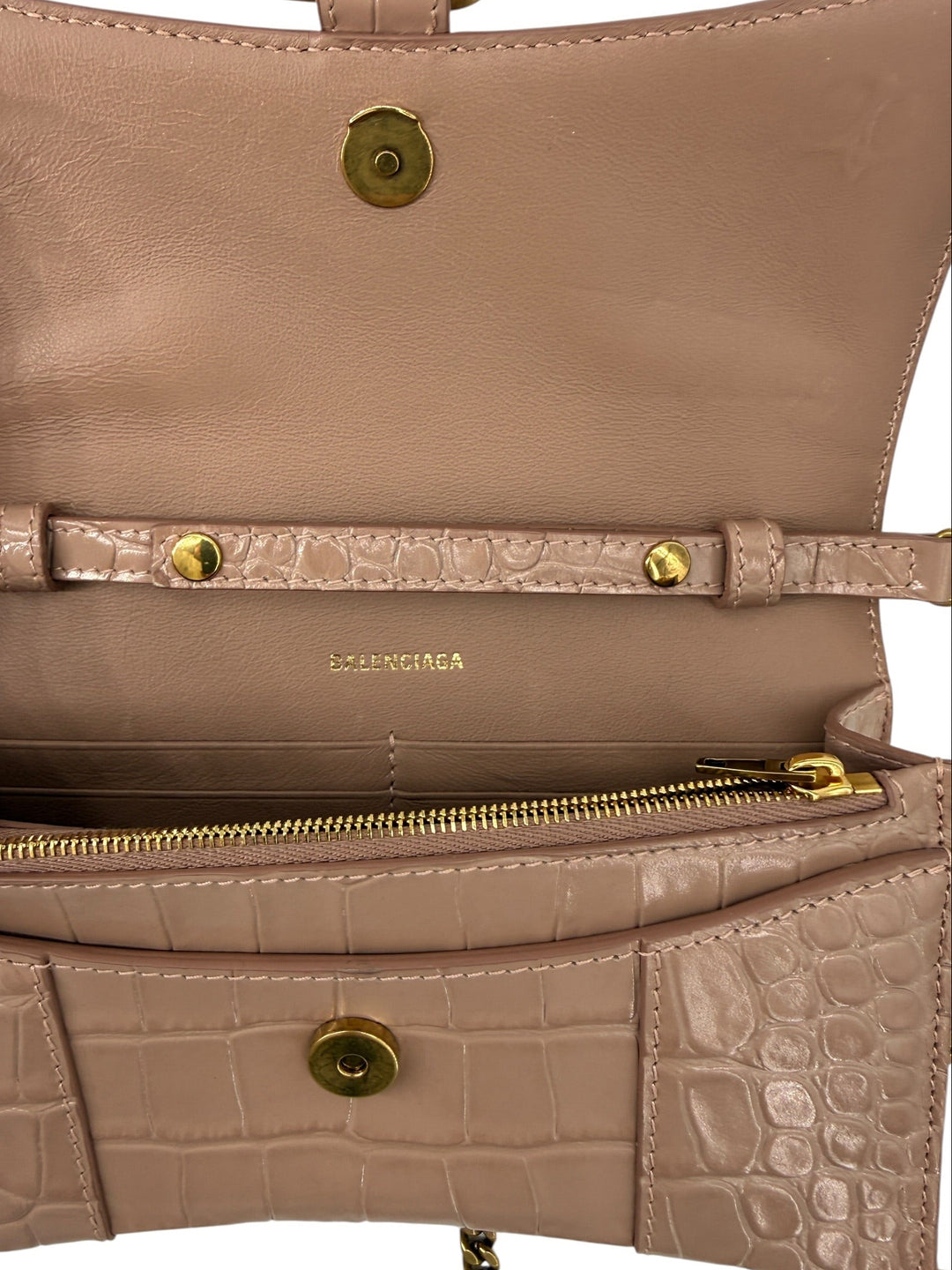 Balenciaga 2023 Embossed Hourglass Wallet on Chain
