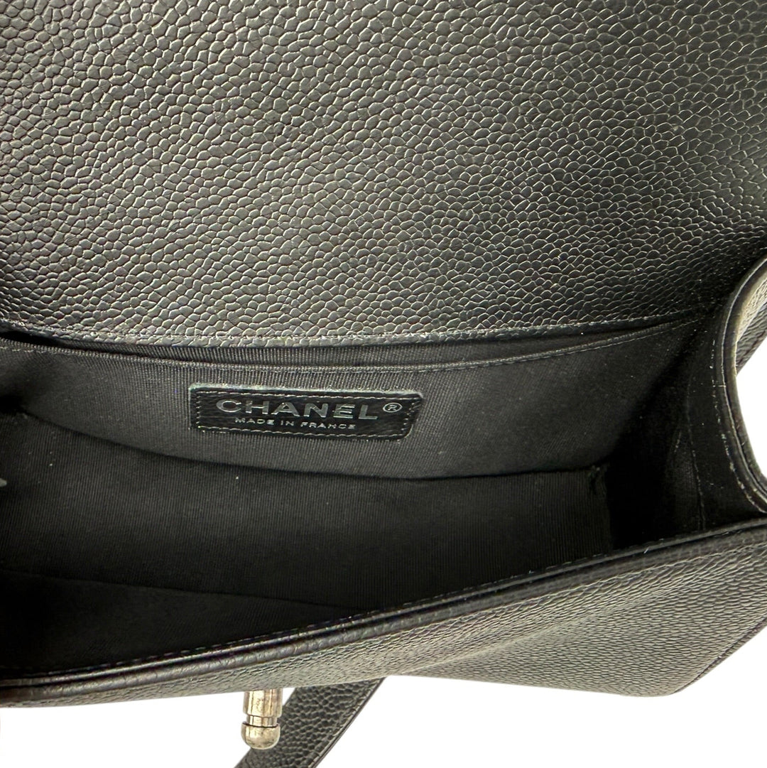 Chanel Caviar Chevron Small Boy Flap Bag Black