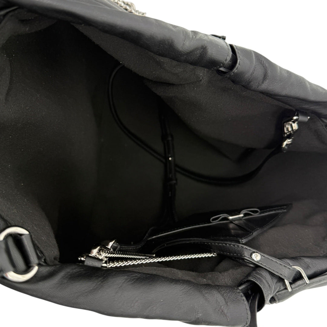Salvatore Ferragamo Nappa Chain Drawstring Shoulder Bag Black
