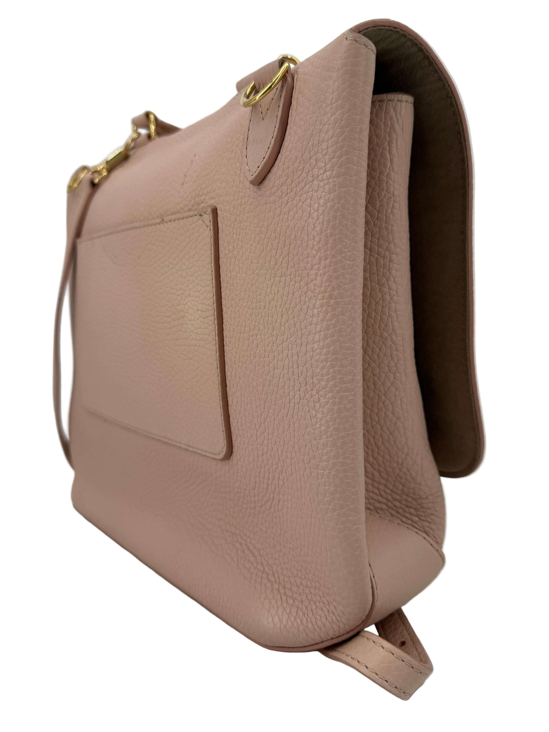 Louis Vuitton Taurillon Volta Magnolia Pink | Authentic | LuxLoveLouis side view showcasing pebbled leather and elegant design.