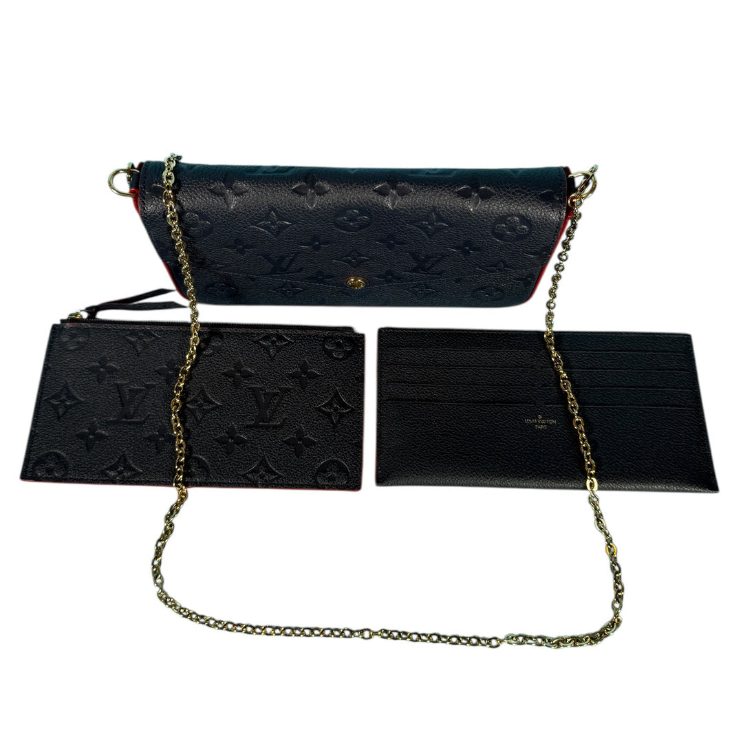 Louis Vuitton Monogram Empreinte Chain Wallet Black