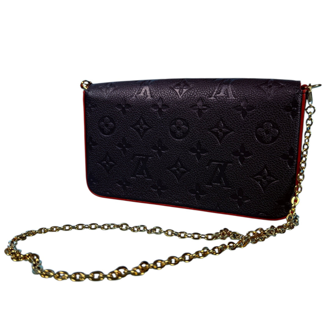 Louis Vuitton Monogram Empreinte Chain Wallet Black