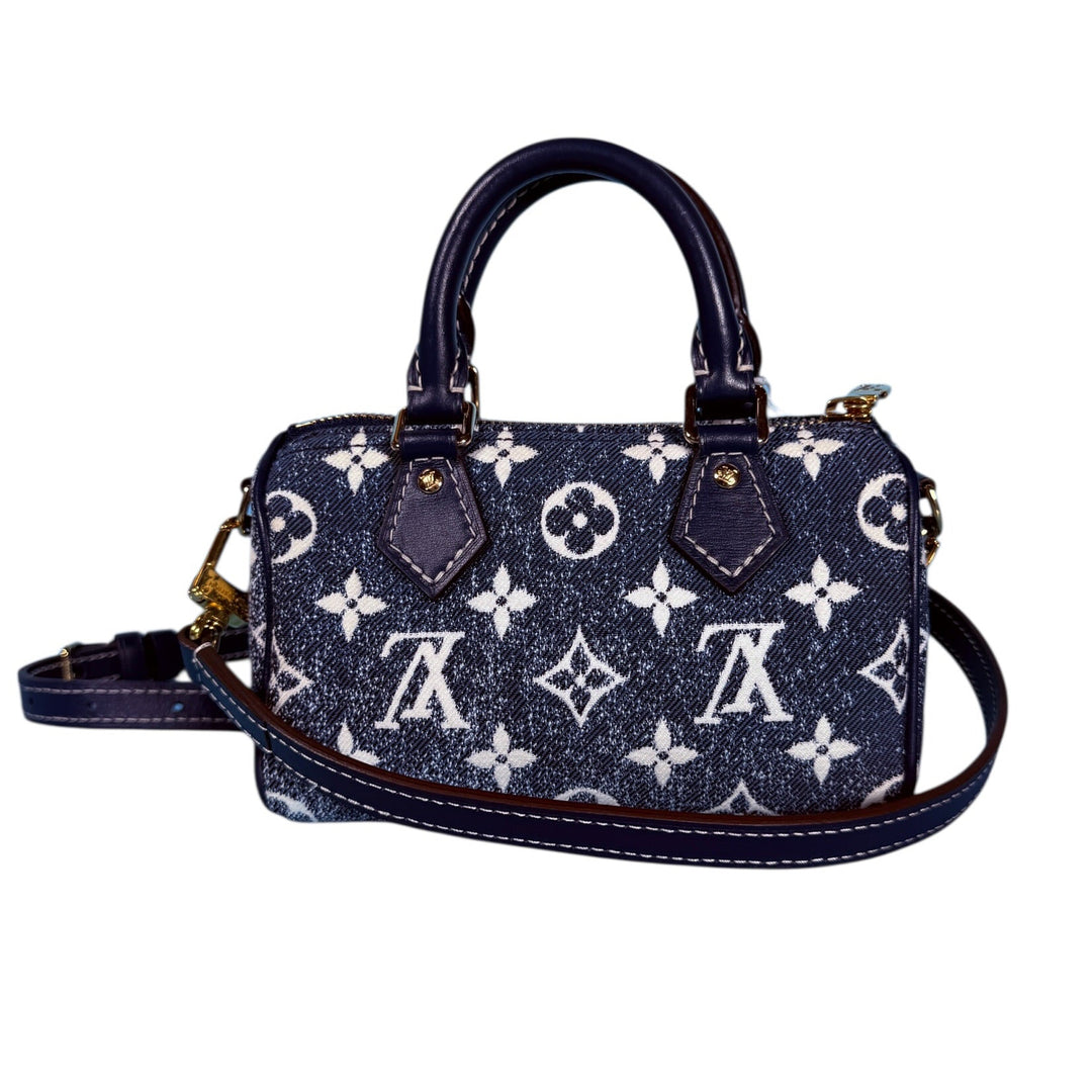 Louis Vuitton Denim Monogram Jacquard Micro Speedy Bag Charm Bleu