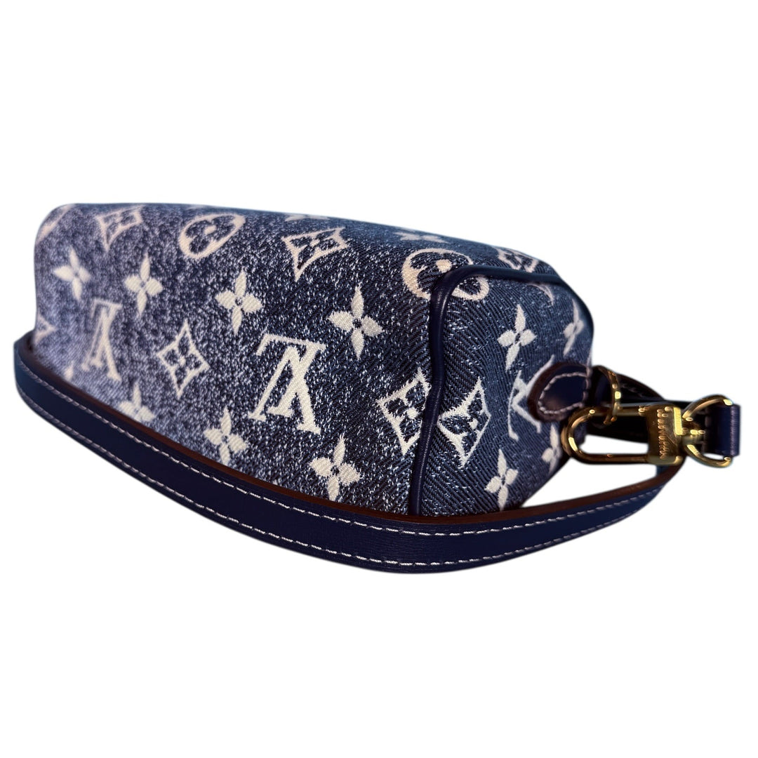 Louis Vuitton Denim Monogram Jacquard Micro Speedy Bag Charm Bleu