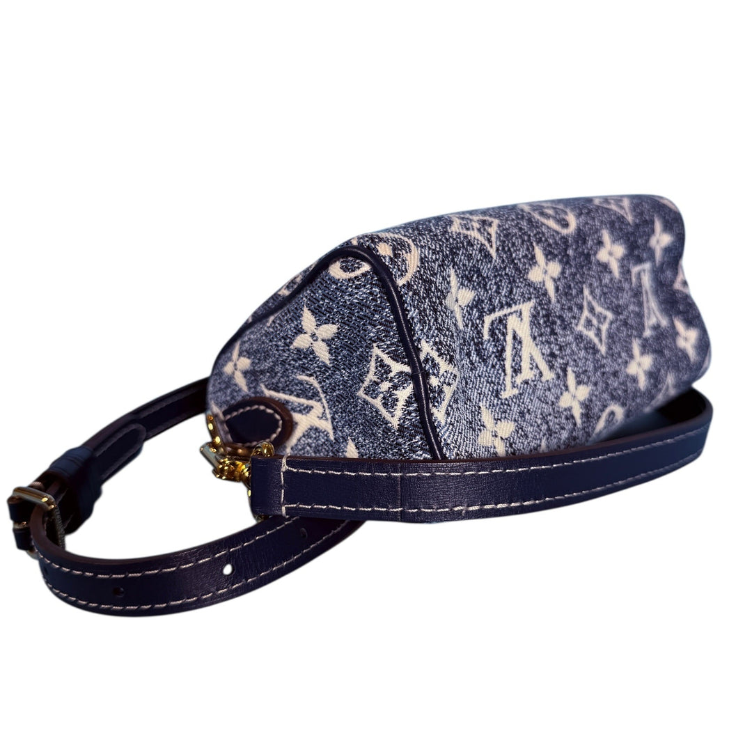 Louis Vuitton Denim Monogram Jacquard Micro Speedy Bag Charm Bleu