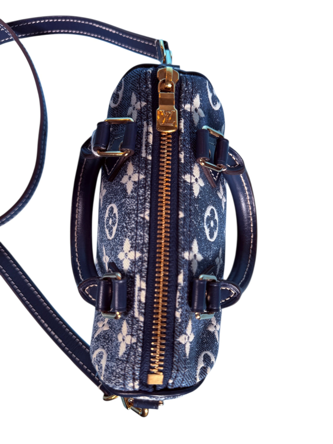 Louis Vuitton Denim Monogram Jacquard Micro Speedy Bag Charm Bleu