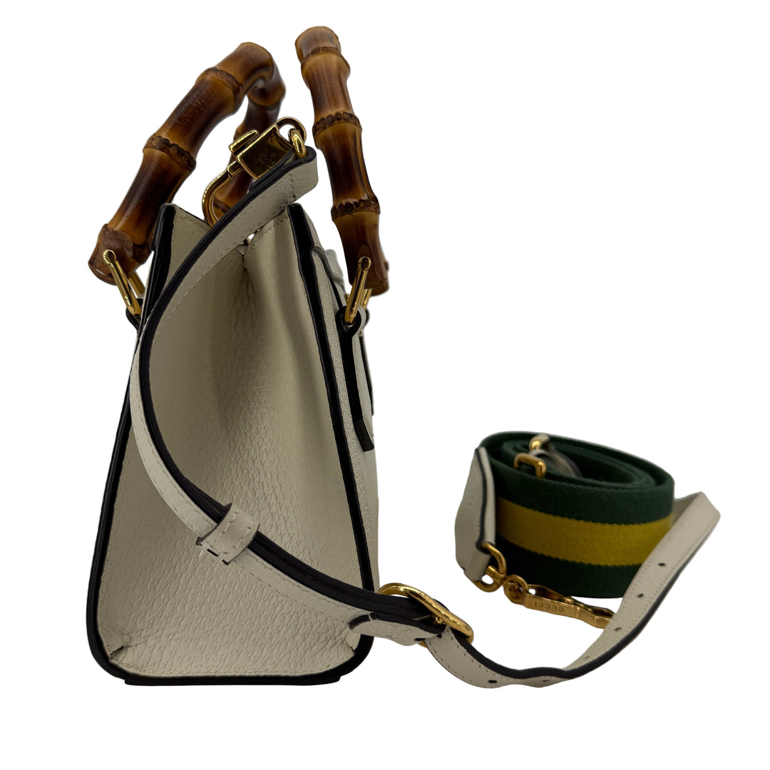 Gucci Medium Bamboo Handle Bag White Leather | LuxLoveLouis