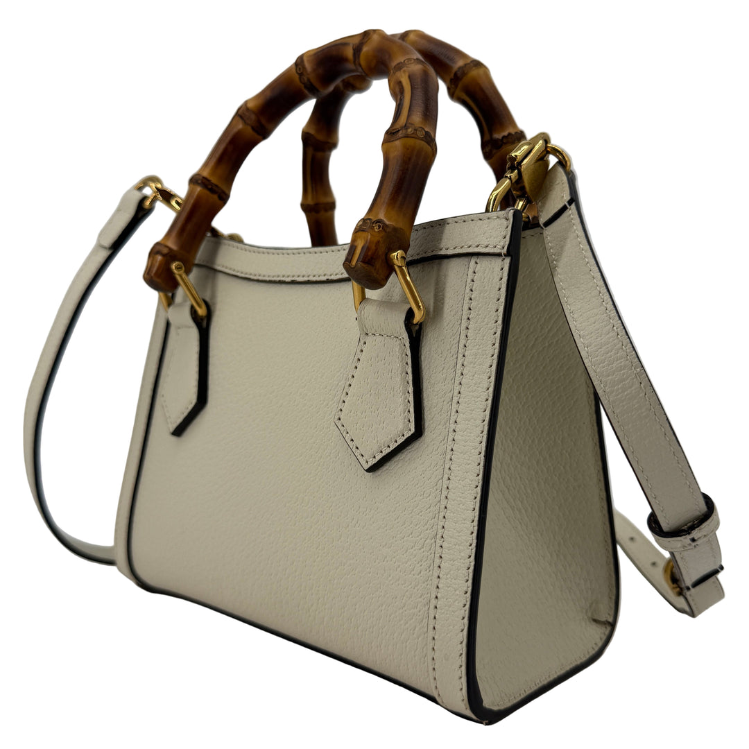 Gucci Medium Bamboo Handle Bag White Leather | LuxLoveLouis