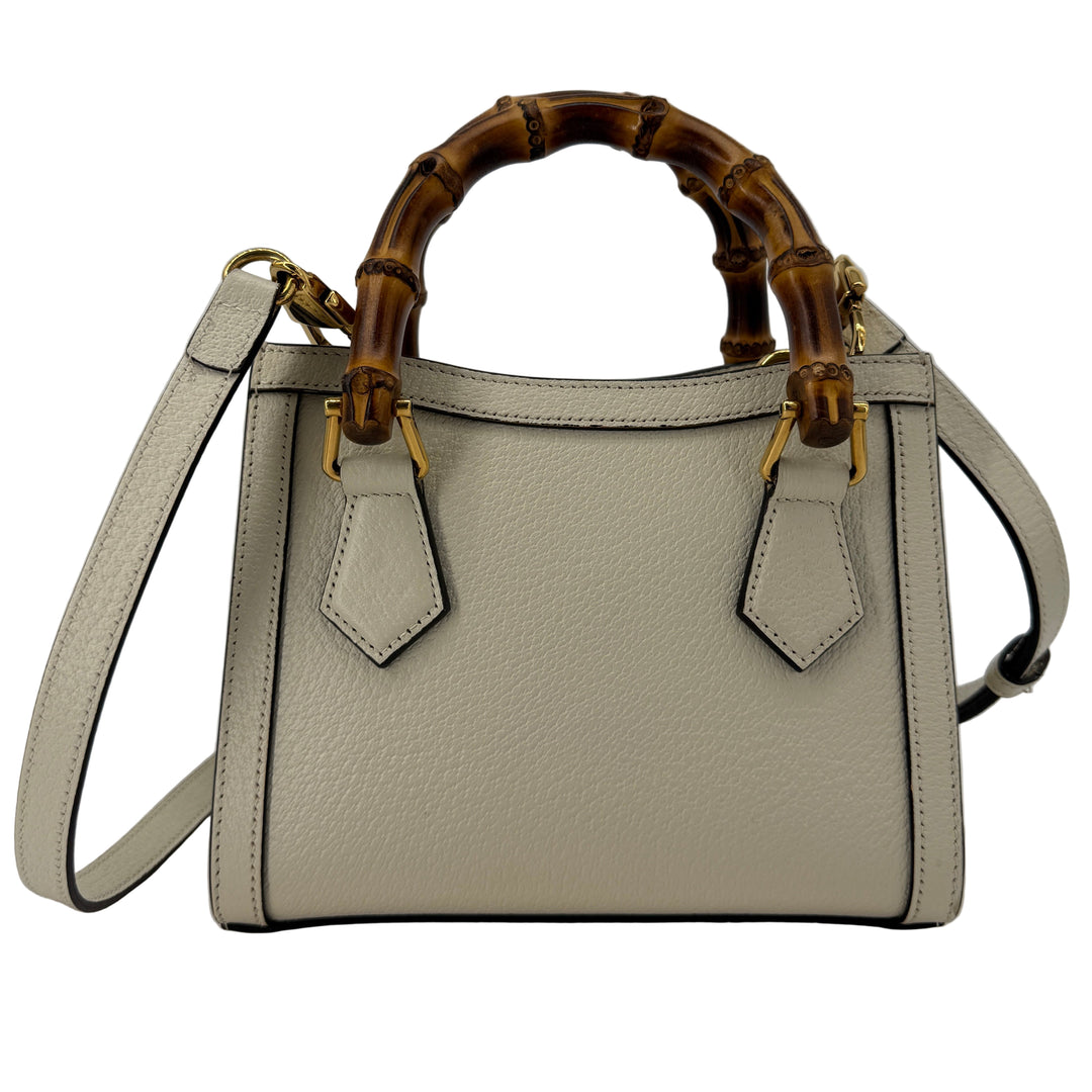 Gucci Medium Bamboo Handle Bag White Leather | LuxLoveLouis