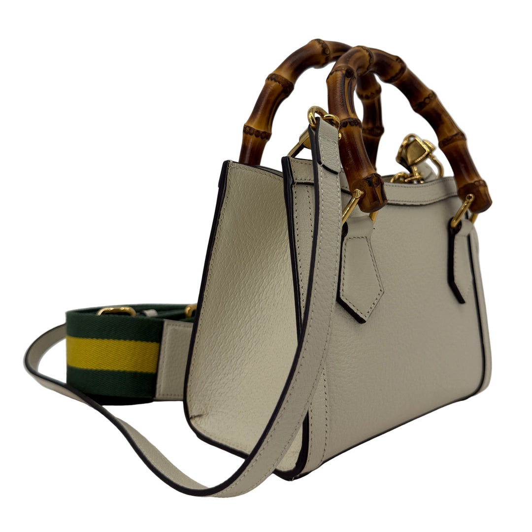 Gucci Medium Bamboo Handle Bag White Leather | LuxLoveLouis