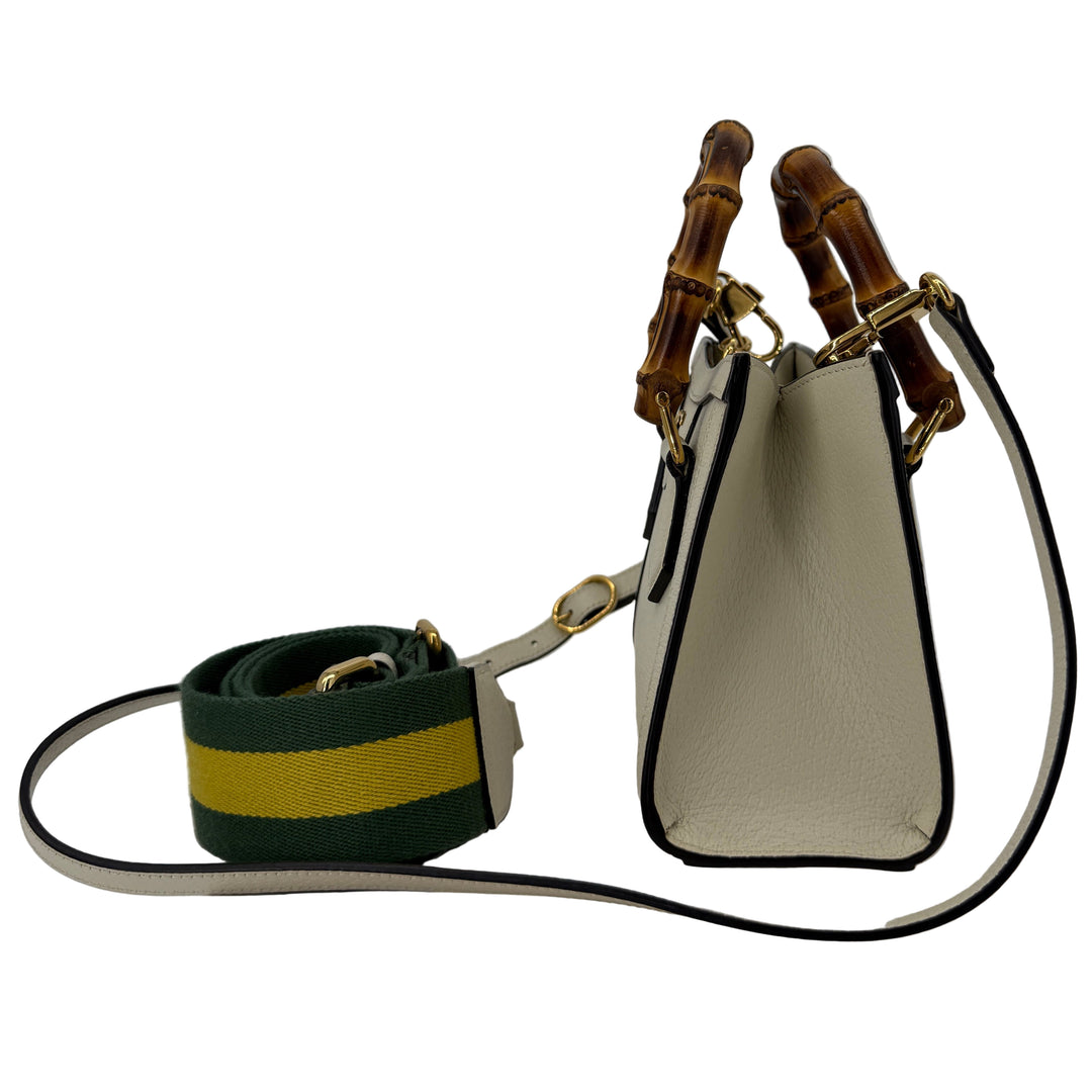 Gucci Medium Bamboo Handle Bag White Leather | LuxLoveLouis