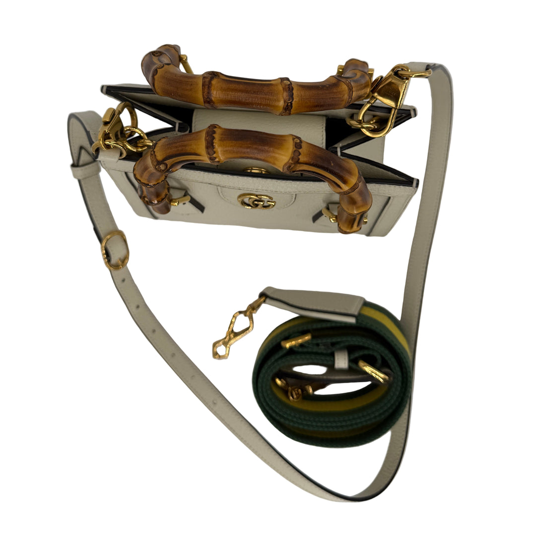 Gucci Medium Bamboo Handle Bag White Leather | LuxLoveLouis