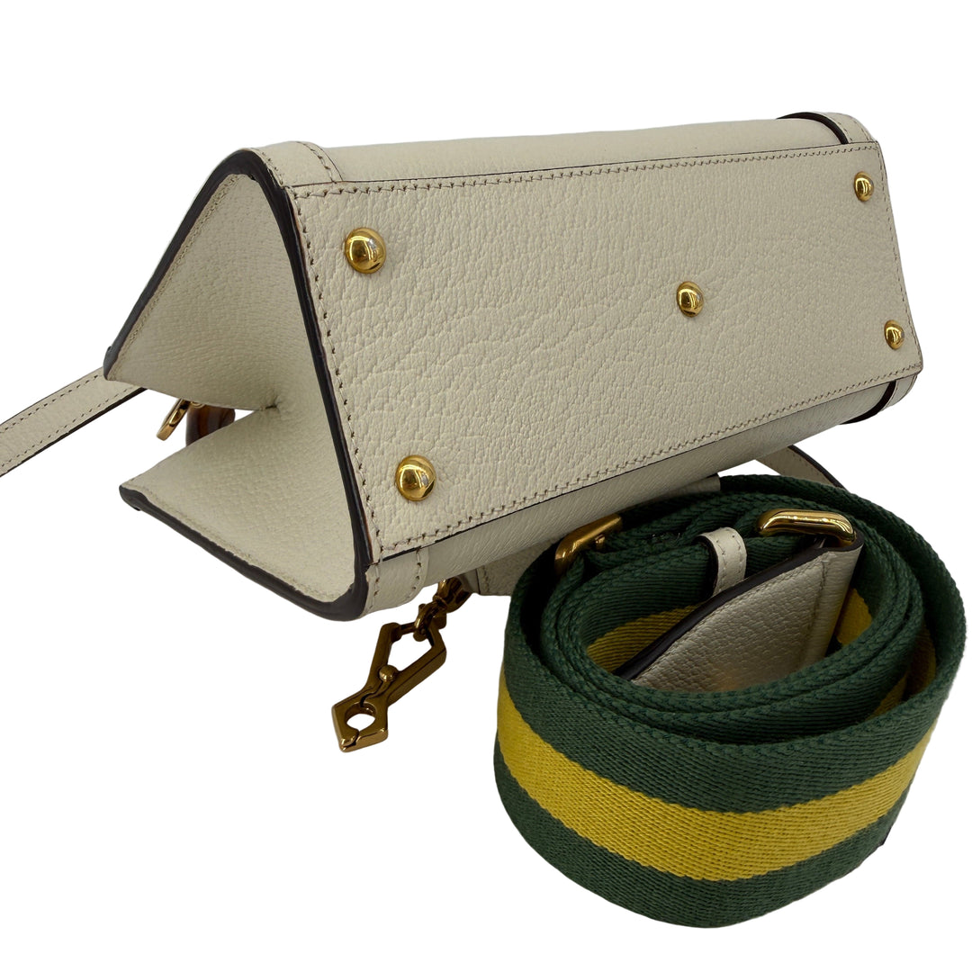 Gucci Medium Bamboo Handle Bag White Leather | LuxLoveLouis