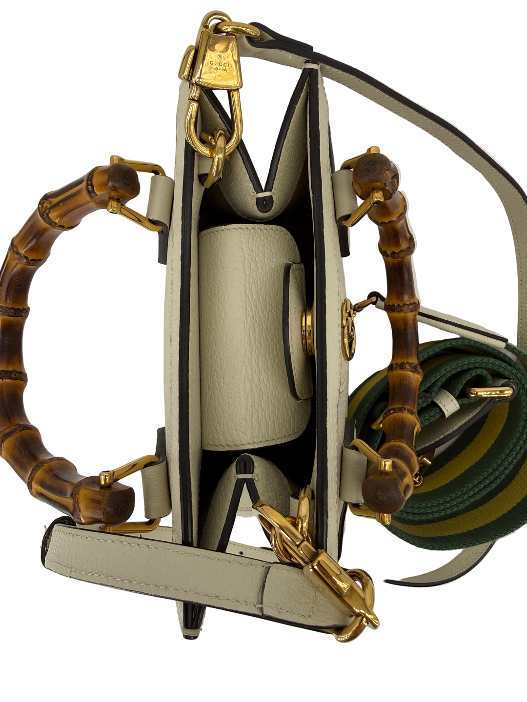 Gucci Medium Bamboo Handle Bag White Leather | LuxLoveLouis