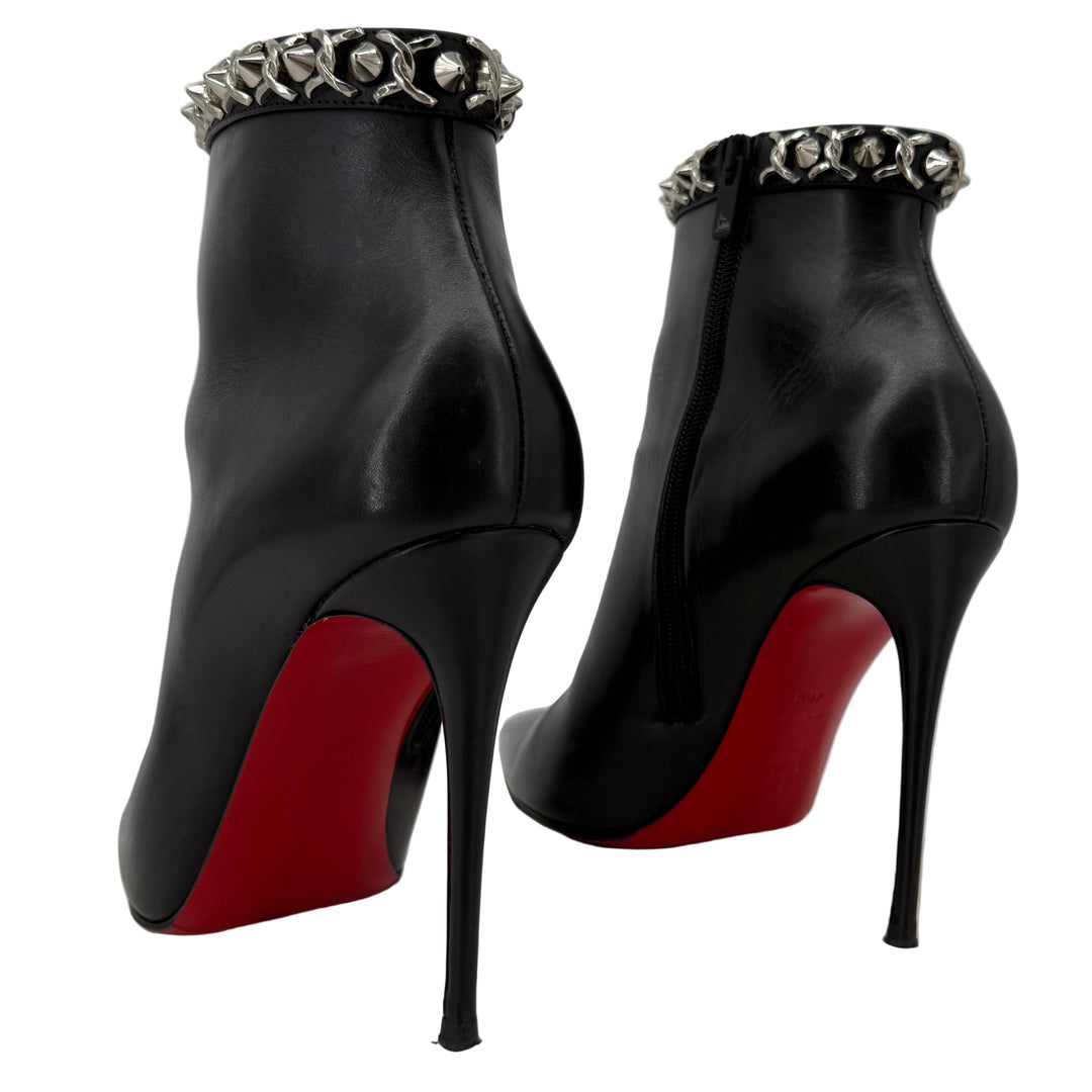Christian Louboutin Studded Leather Ankle Boots Black 40.5 | LuxLoveLouis