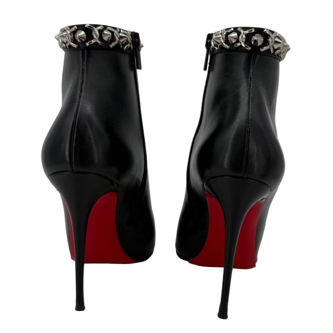 Christian Louboutin Studded Leather Ankle Boots Black 40.5 | LuxLoveLouis