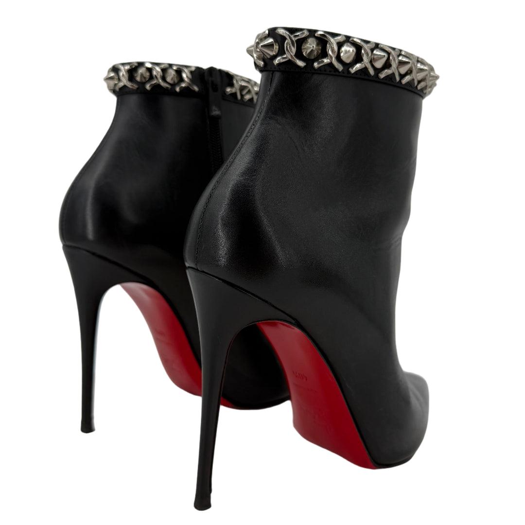 Christian Louboutin Studded Leather Ankle Boots Black 40.5 | LuxLoveLouis