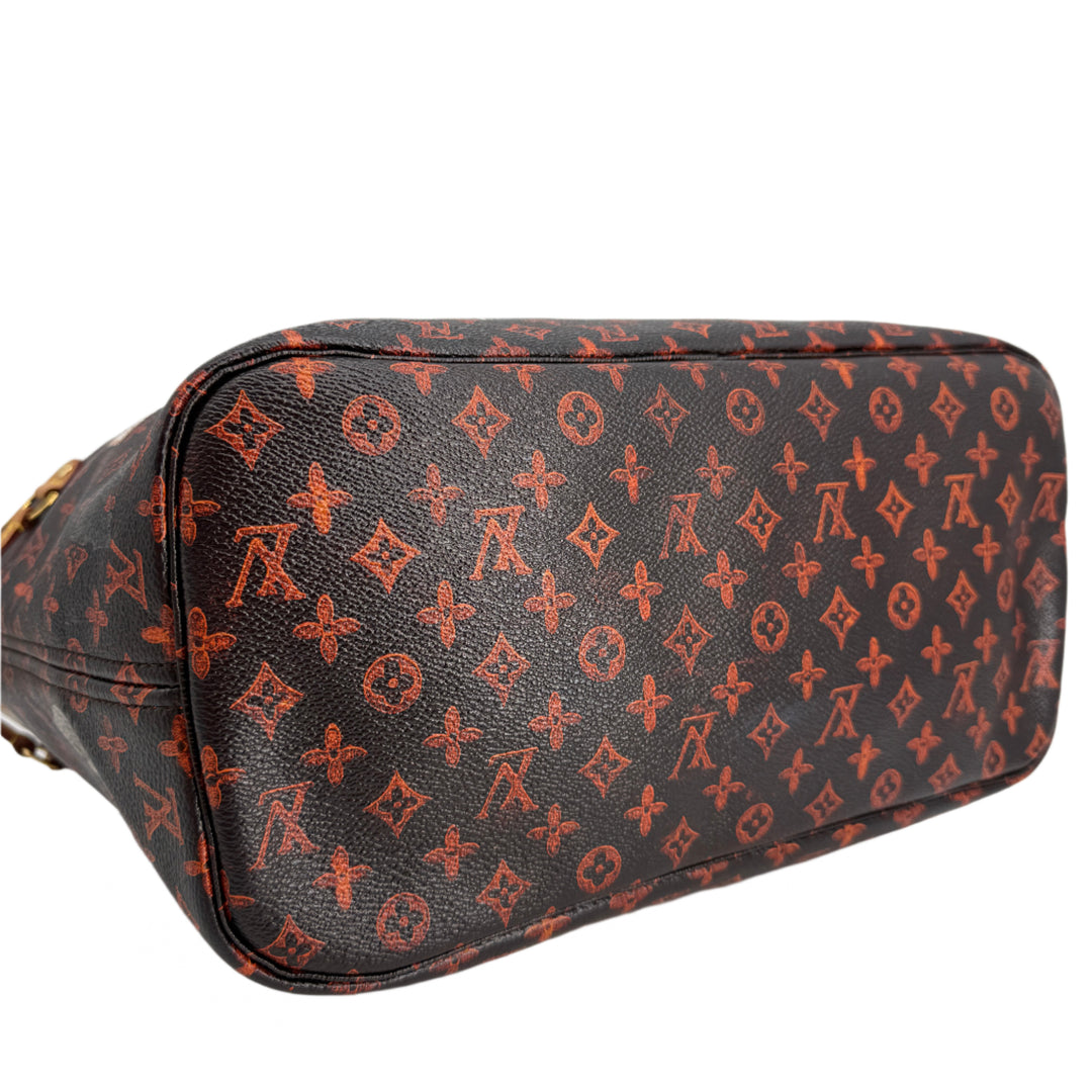Louis Vuitton Catogram Neverfull MM – Marron Calfskin with Cats and Dogs Print