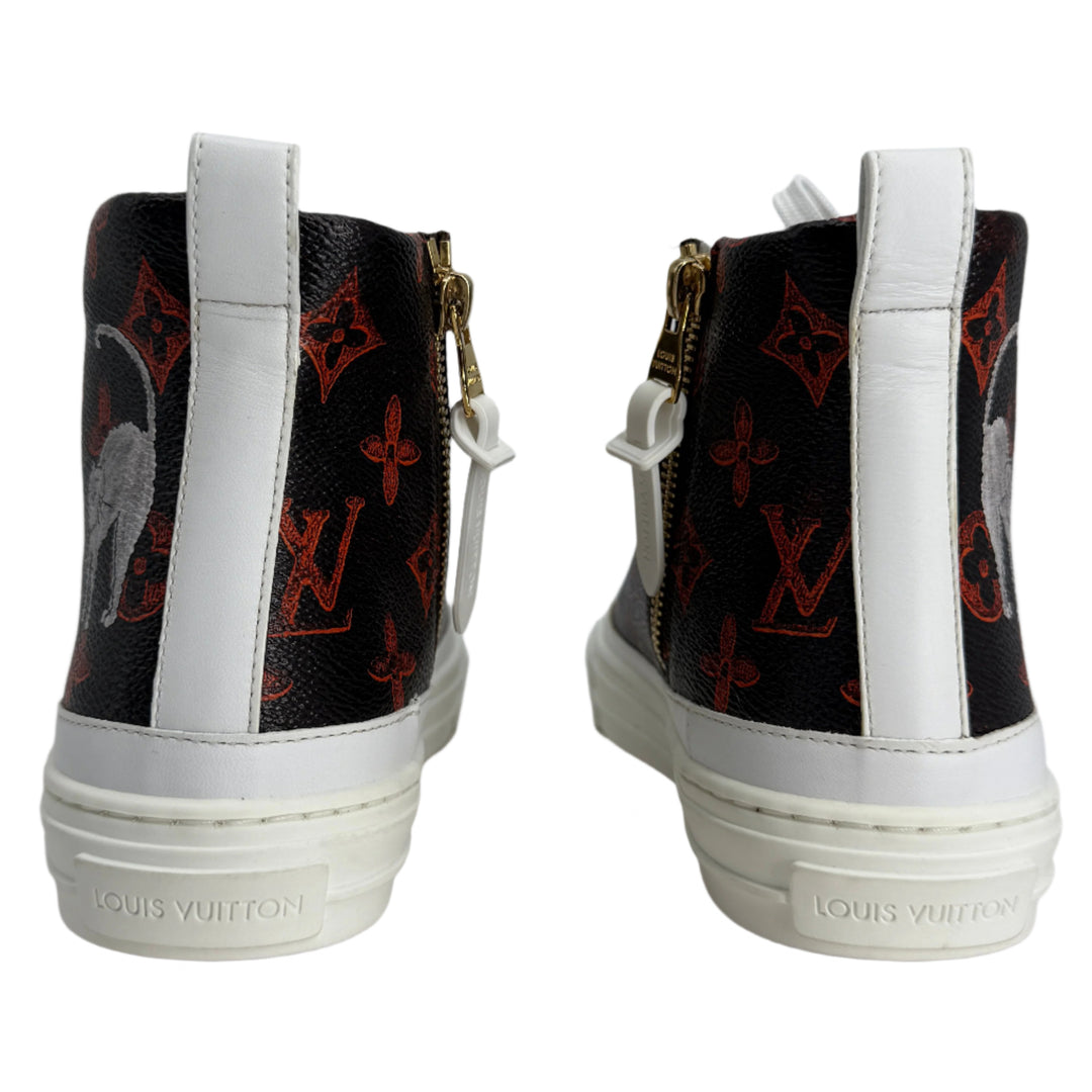 Louis Vuitton Catogram Stellar Sneaker Boots – Marron Monogram Canvas with Cat Print (EU 36.5)