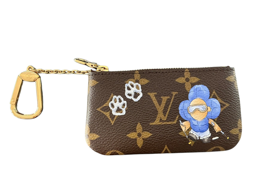 Louis Vuitton 2025 Christmas Animation Vivienne Paw Print Key Pouch Blue Frost