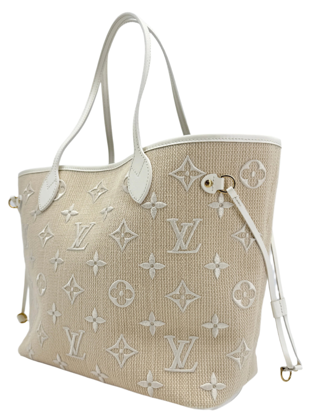 Louis Vuitton Monogram Embroidered Cotton Neverfull MM – Beige White