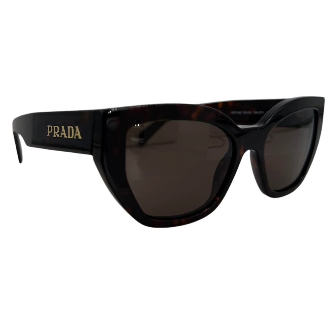 Prada sunglasses with logo, briarwood tortoiseshell acetate frame, 53mm, stylish and sophisticated eyewear.