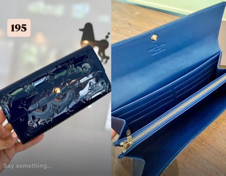 Louis Vuitton Vernis Sarah Wallet Blue Patent Leather