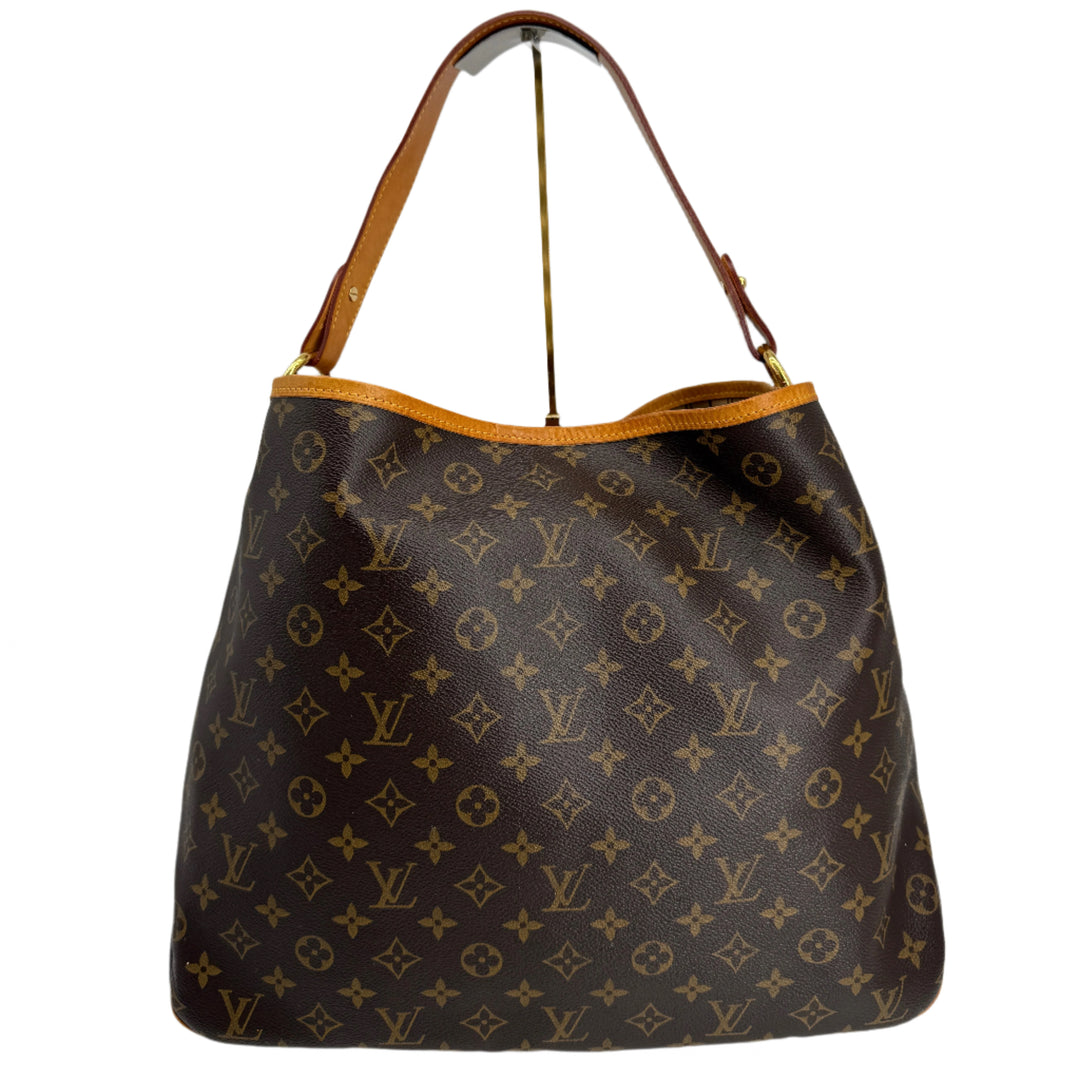 Louis Vuitton Monogram Delightful MM Shoulder Hobo in classic coated canvas and vachetta leather strap.