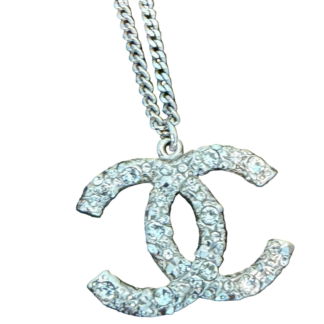 Chanel CC Rhinestone Pendant Necklace with Carrying Case