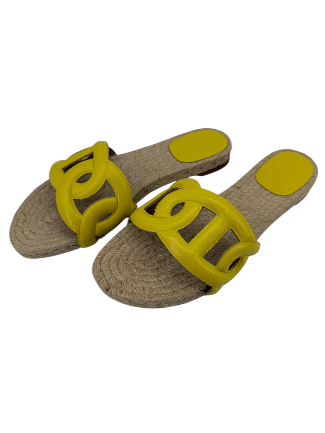 Hermès Oran Sandals Jaune Curcuma Leather Slides – Size 37