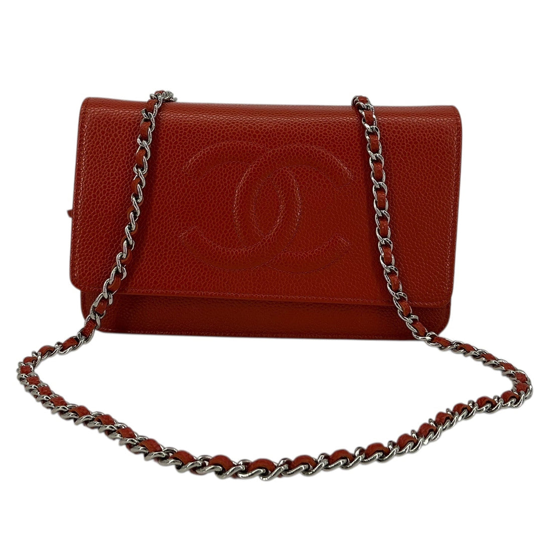 Chanel Wallet on Chain Red Caviar Leather Silver Hardware 2012-2013