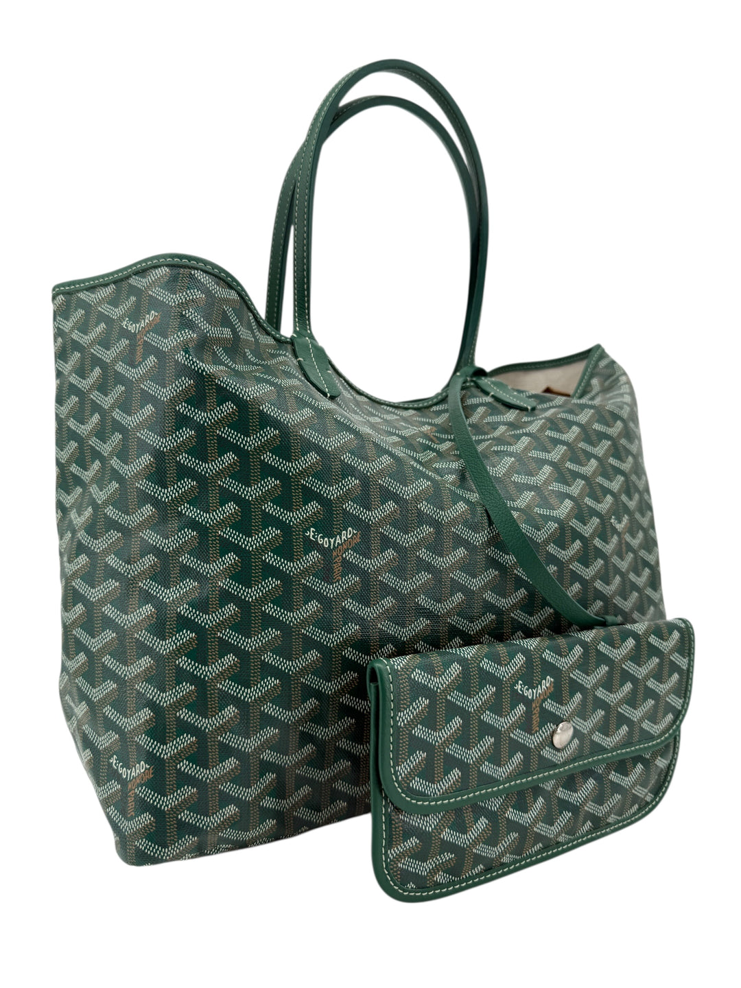 Goyard Green Goyardine Canvas Tote Bag with Leather Trim & Pouch | 2019 Collection