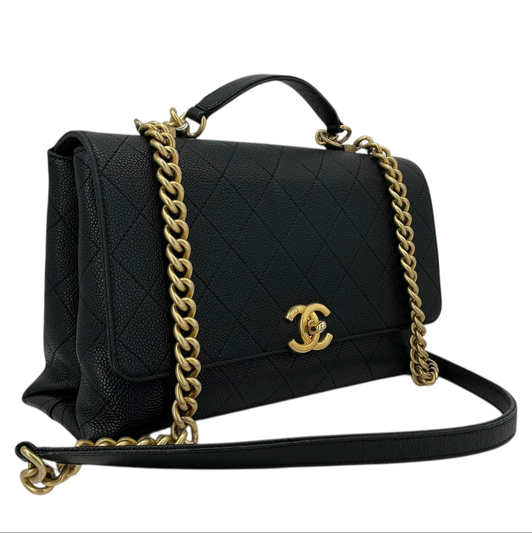 Chanel Chic Affinity Top Handle Bag Small Black Caviar Leather