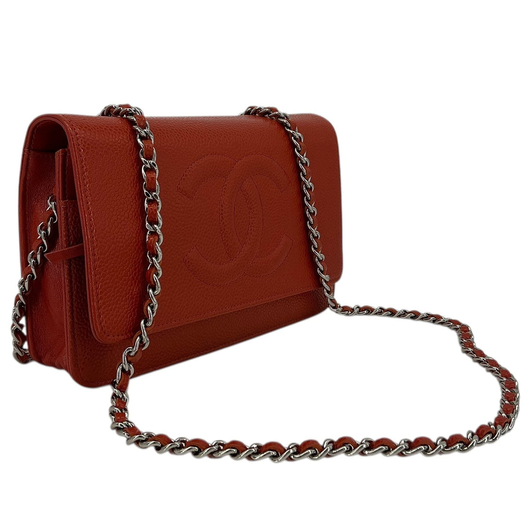 Chanel Wallet on Chain Red Caviar Leather Silver Hardware 2012-2013