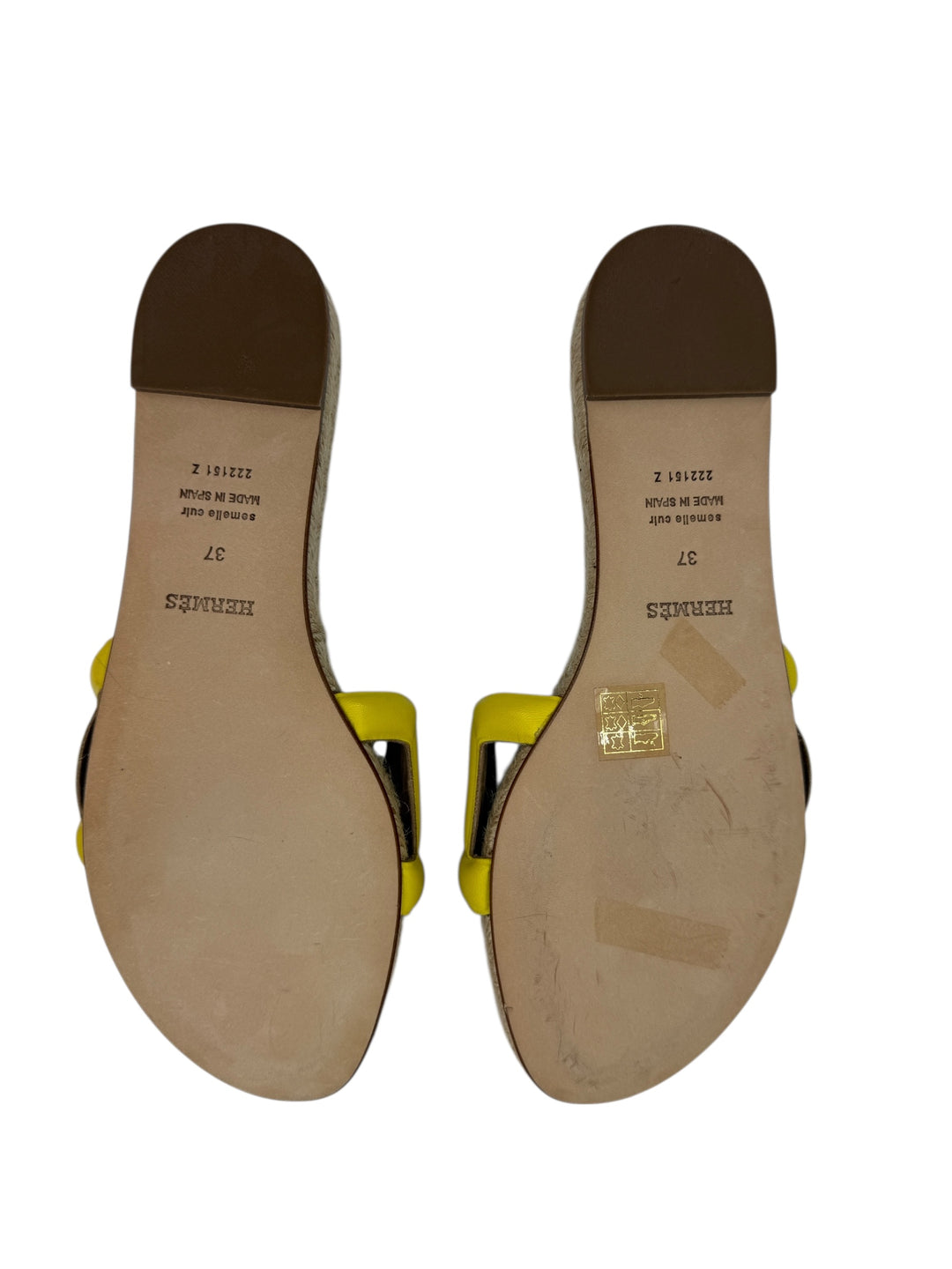 Hermès Oran Sandals Jaune Curcuma Leather Slides – Size 37