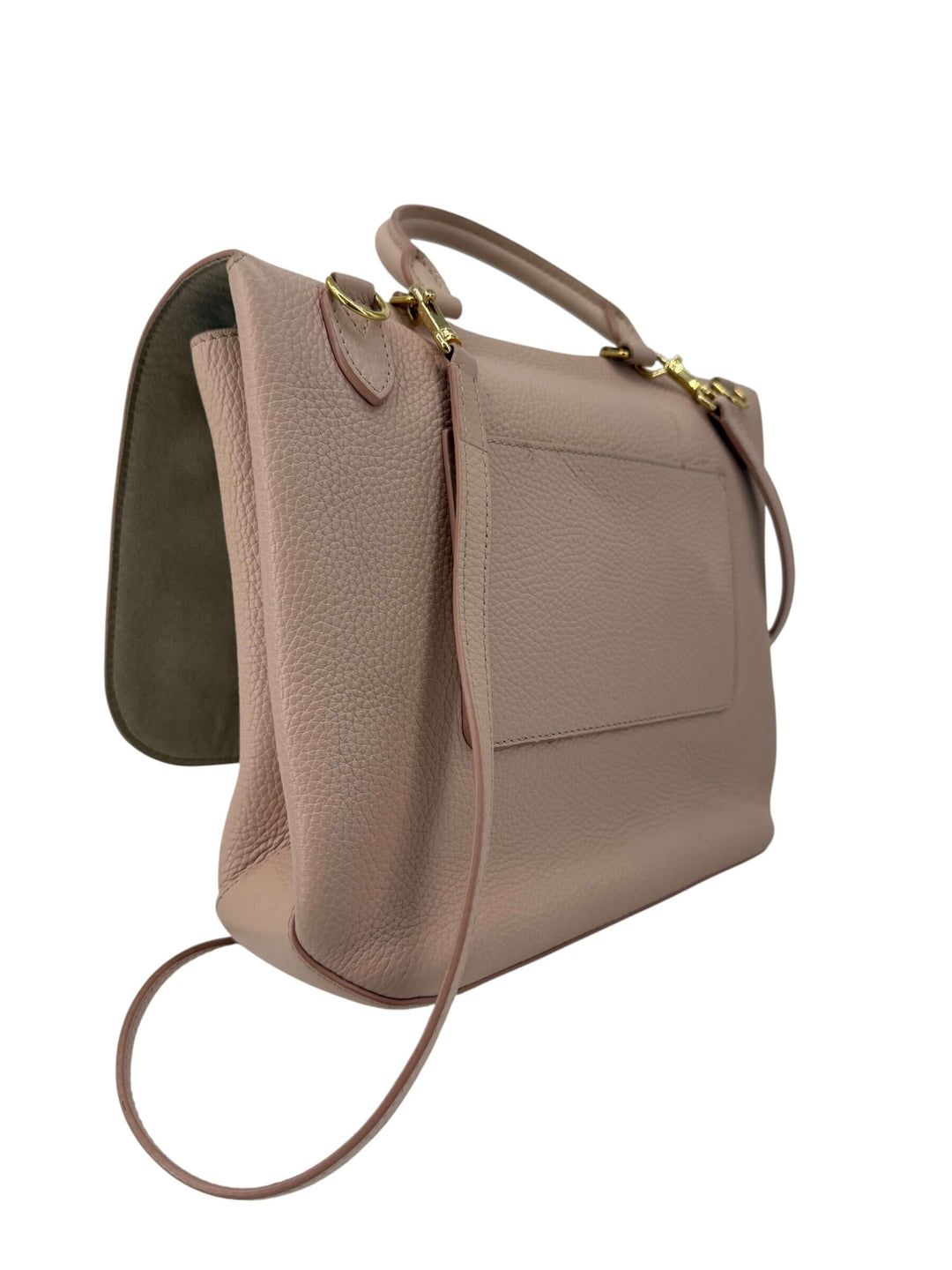 Louis Vuitton Taurillon Volta Magnolia Pink | Authentic | LuxLoveLouis side view showing soft structure and rolled handle.