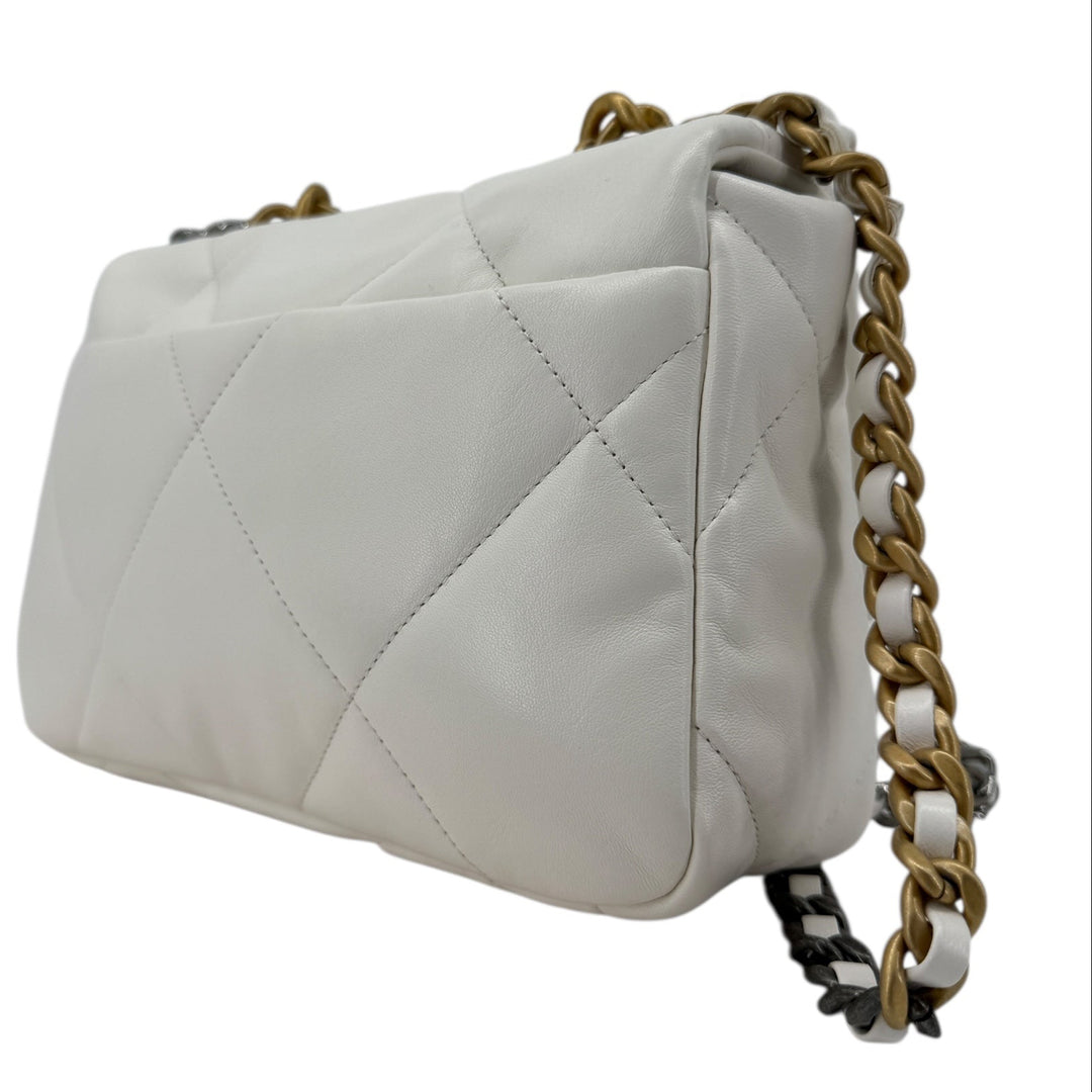Chanel Lambskin Quilted Medium Chanel 19 Flap Bag White