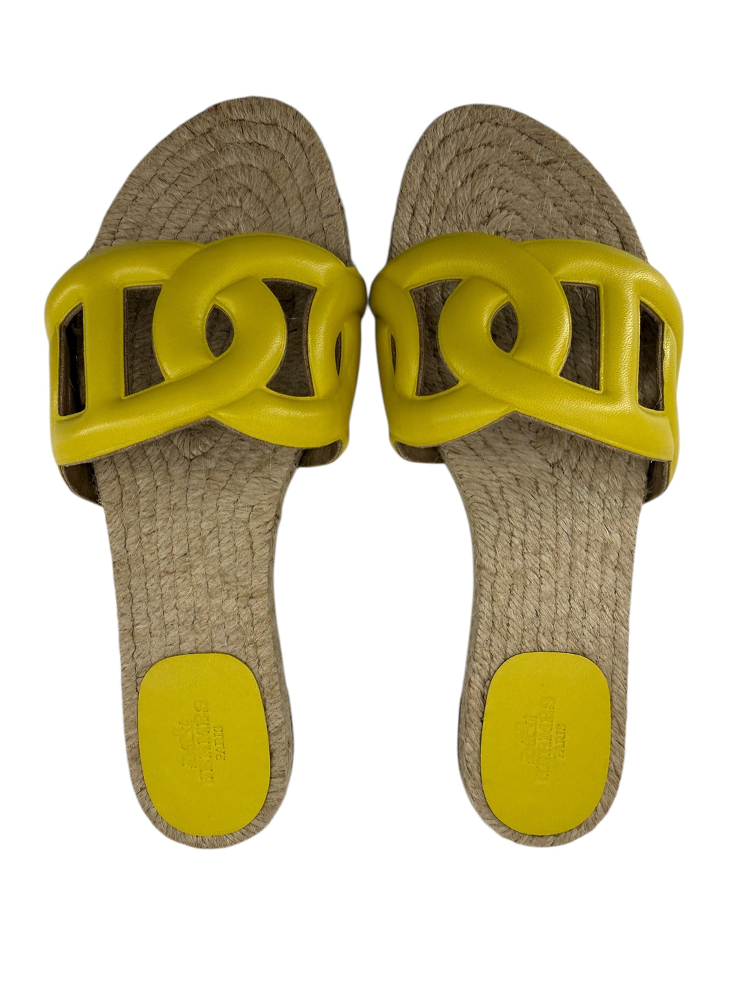 Hermès Oran Sandals Jaune Curcuma Leather Slides – Size 37
