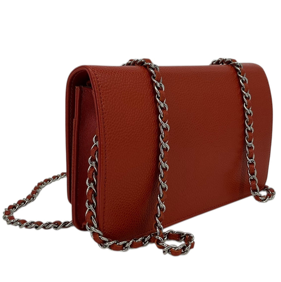 Chanel Wallet on Chain Red Caviar Leather Silver Hardware 2012-2013