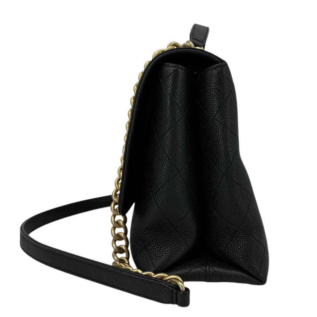 Chanel Chic Affinity Top Handle Bag Small Black Caviar Leather
