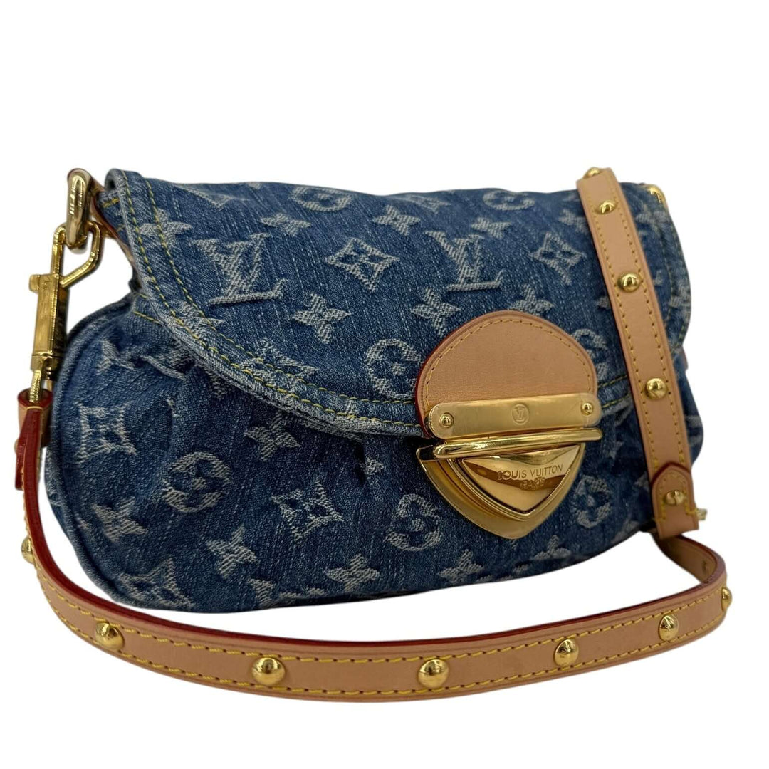 Louis Vuitton Monogram Denim Sunset Blue Bag | LuxLoveLouis with pleated denim and studded leather strap