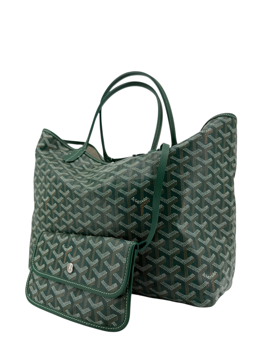 Goyard Green Goyardine Canvas Tote Bag with Leather Trim & Pouch | 2019 Collection
