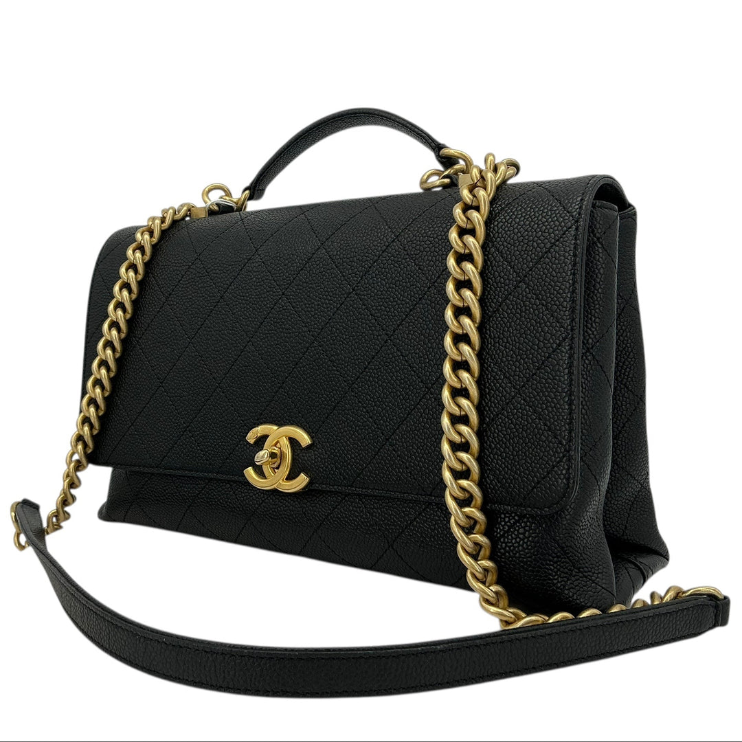 Chanel Chic Affinity Top Handle Bag Small Black Caviar Leather