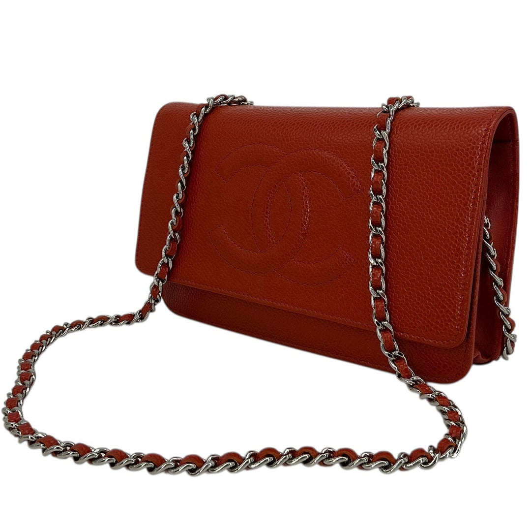Chanel Wallet on Chain Red Caviar Leather Silver Hardware 2012-2013