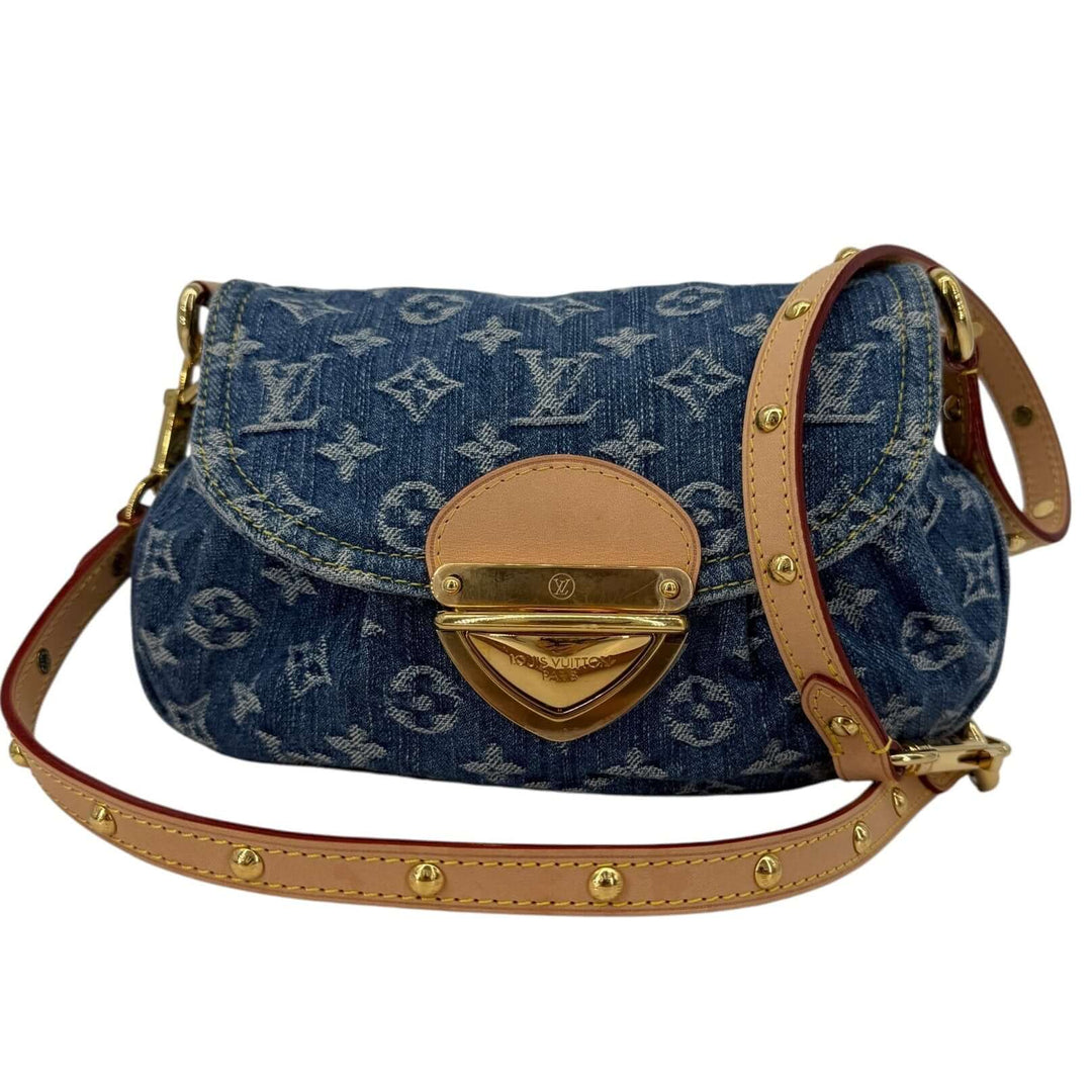Louis Vuitton Monogram Denim Sunset Blue Bag | LuxLoveLouis - Stylish denim bag with pleated LV monogram and studded strap.