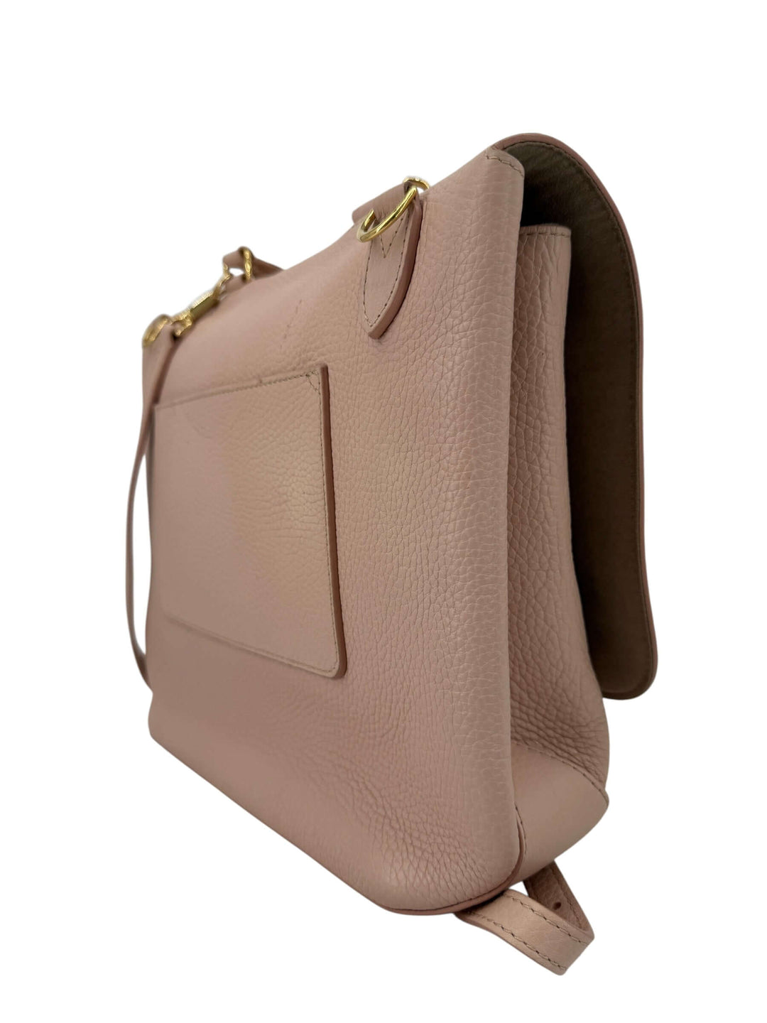 Louis Vuitton Taurillon Volta Magnolia Pink | Authentic | LuxLoveLouis side view, showcasing soft pebbled leather and gold hardware.